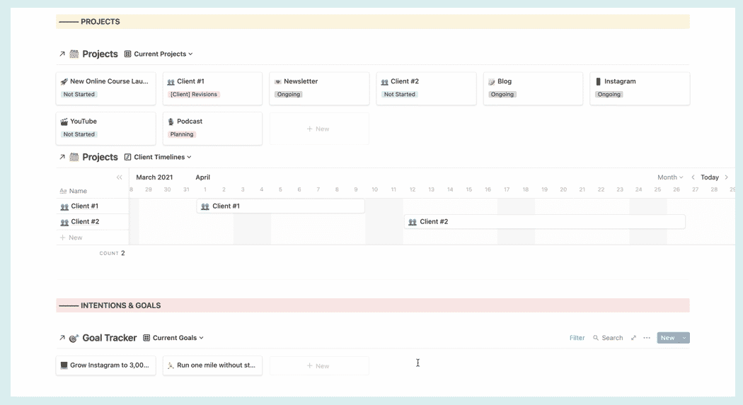 Notion Projects Dashboard