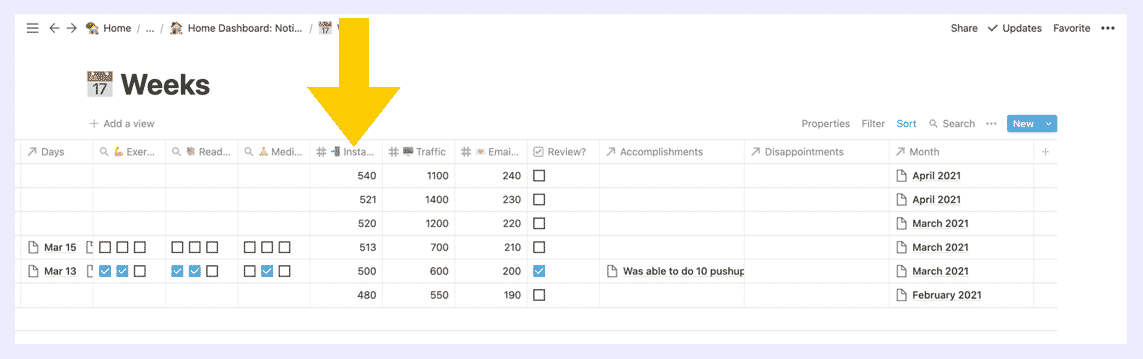 Notion Weeks Roll Up