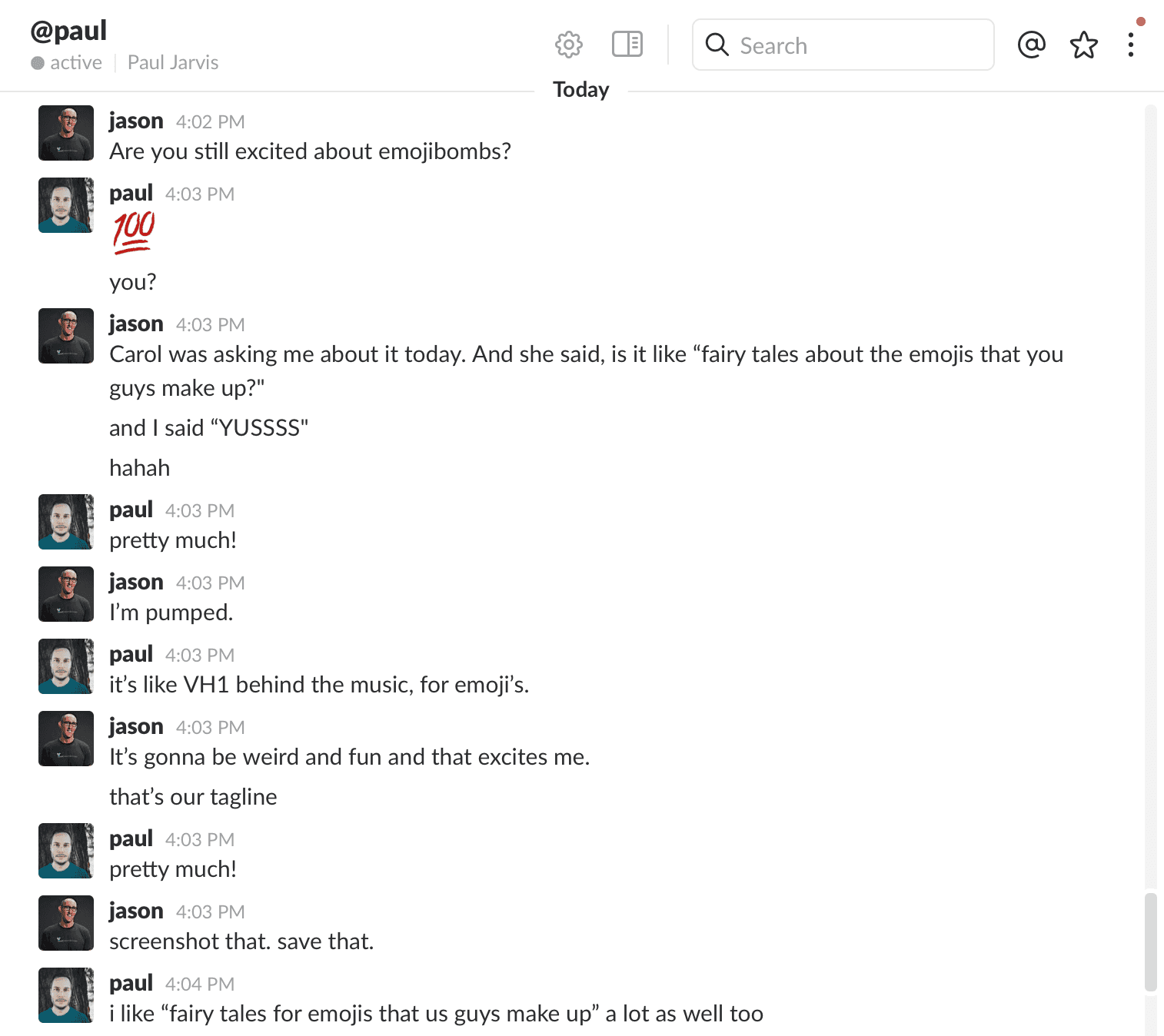 Emojibombs Slack Conversation