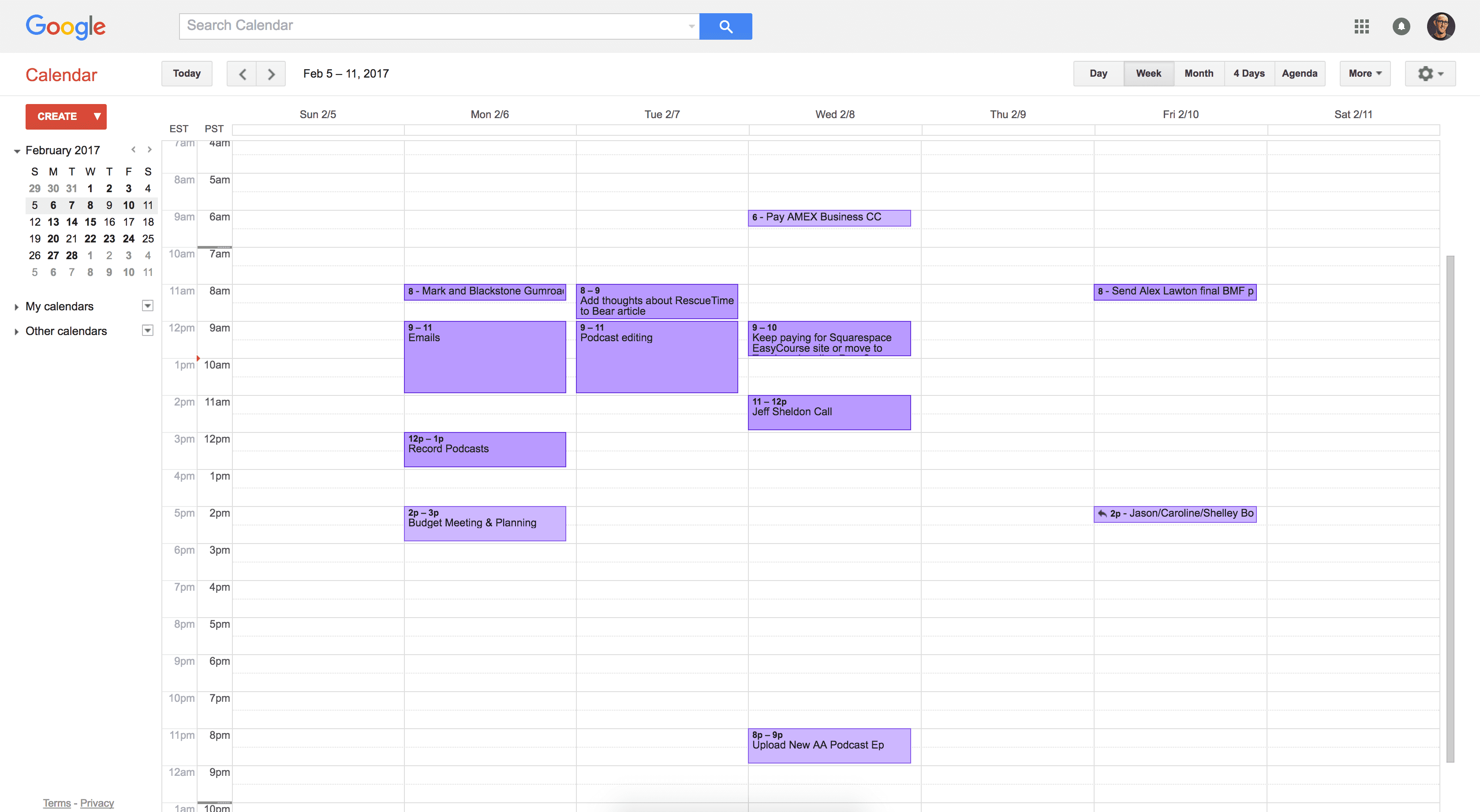 Jason Zook's Google Calendar