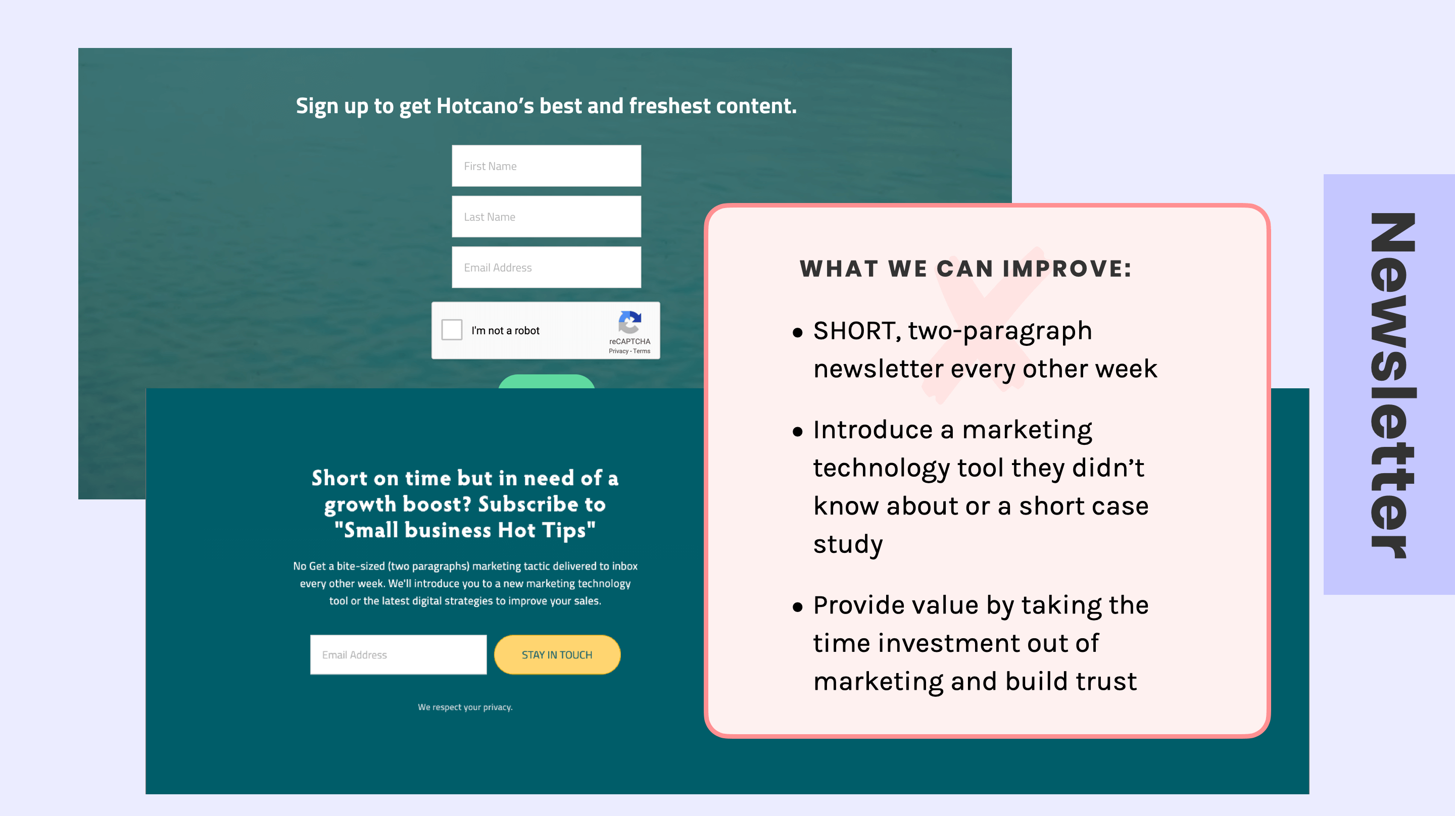 Email newsletter strategy for Hotcano