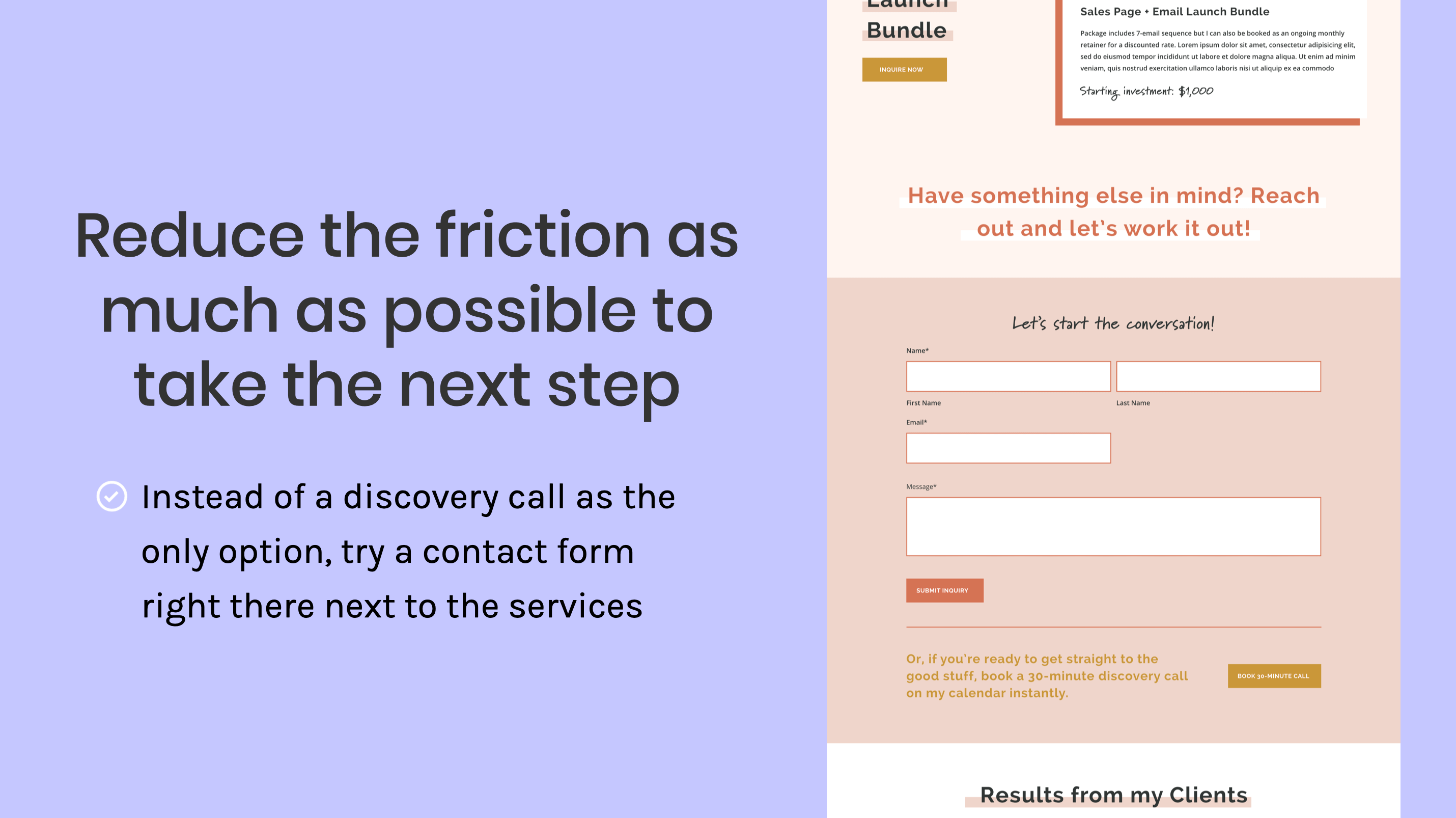 Add a contact form to reduce buying friction