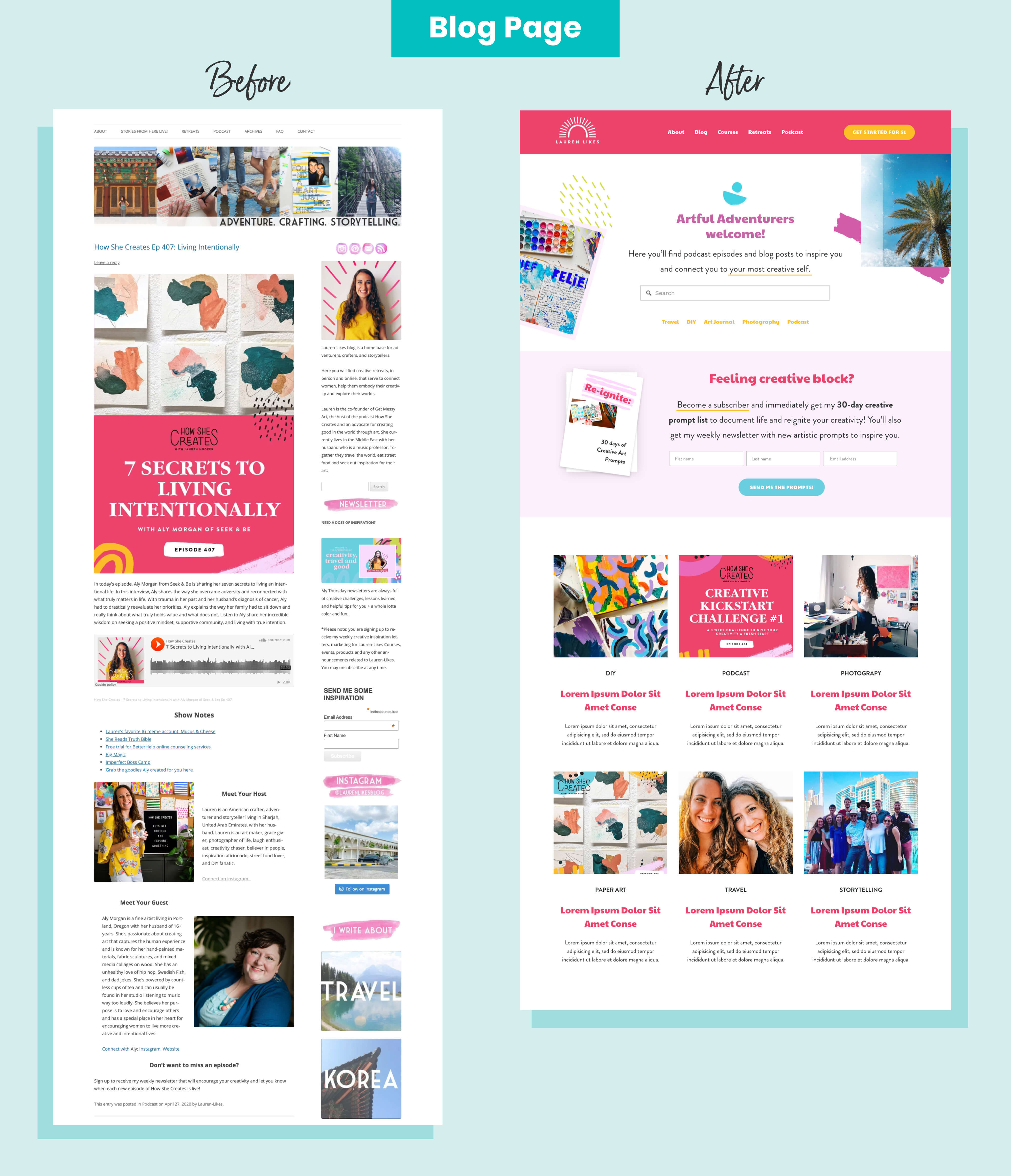 Lauren-Likes Blog Page before and after