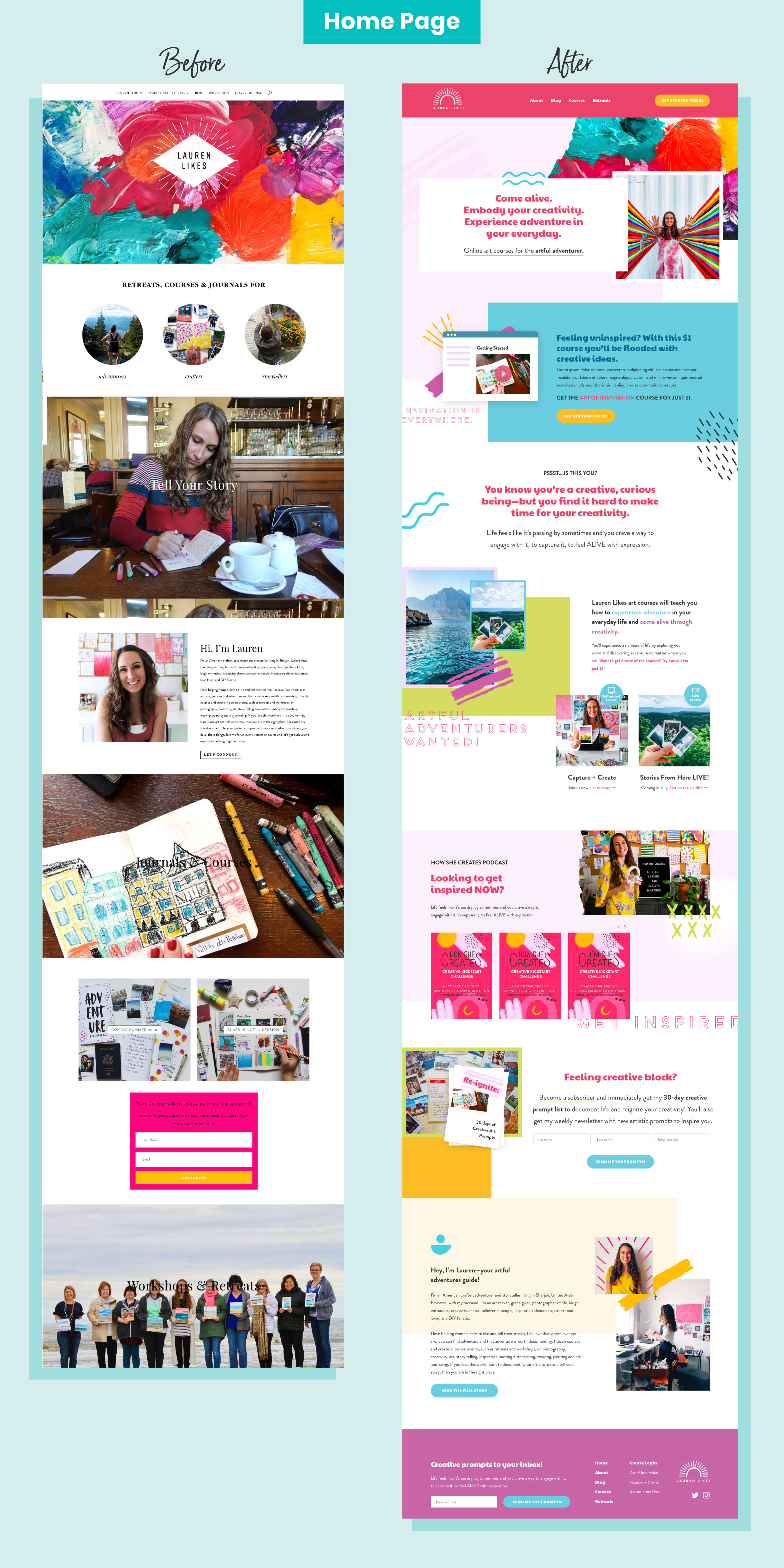 Lauren-Likes home page before and after
