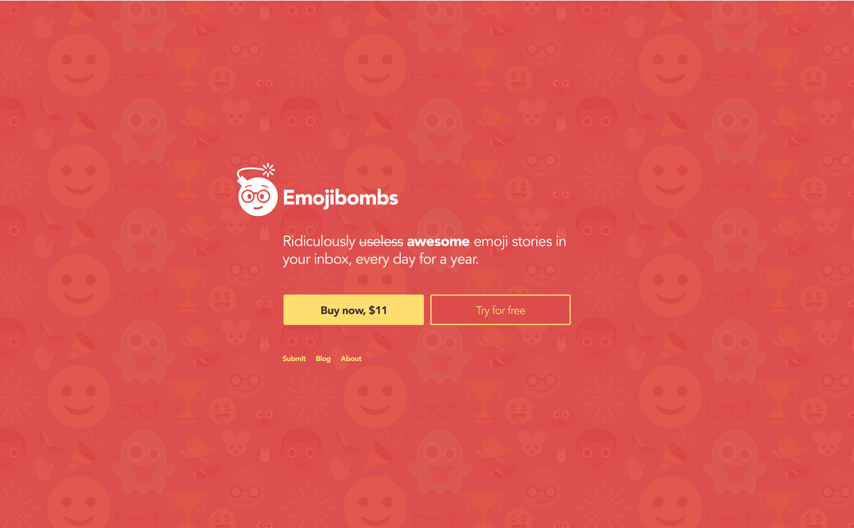Emojibombs Homepage Mockup