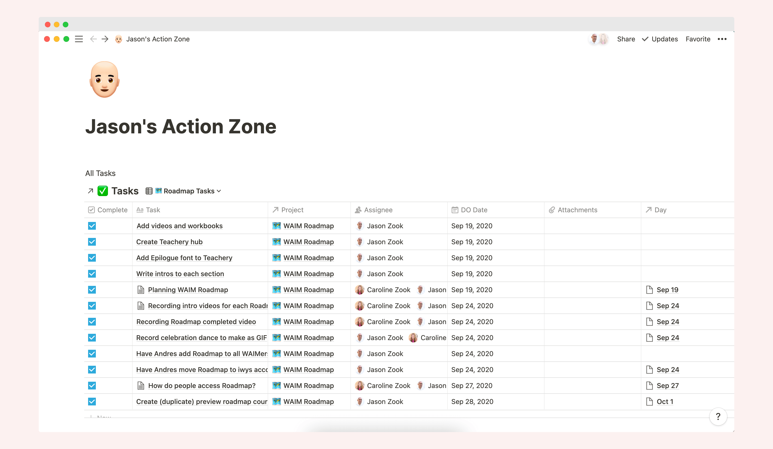 Jason Zook Action Zone Notion