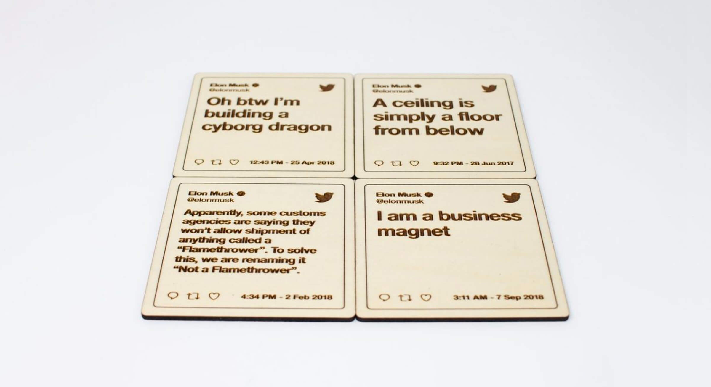 Wooden Etched Tweets