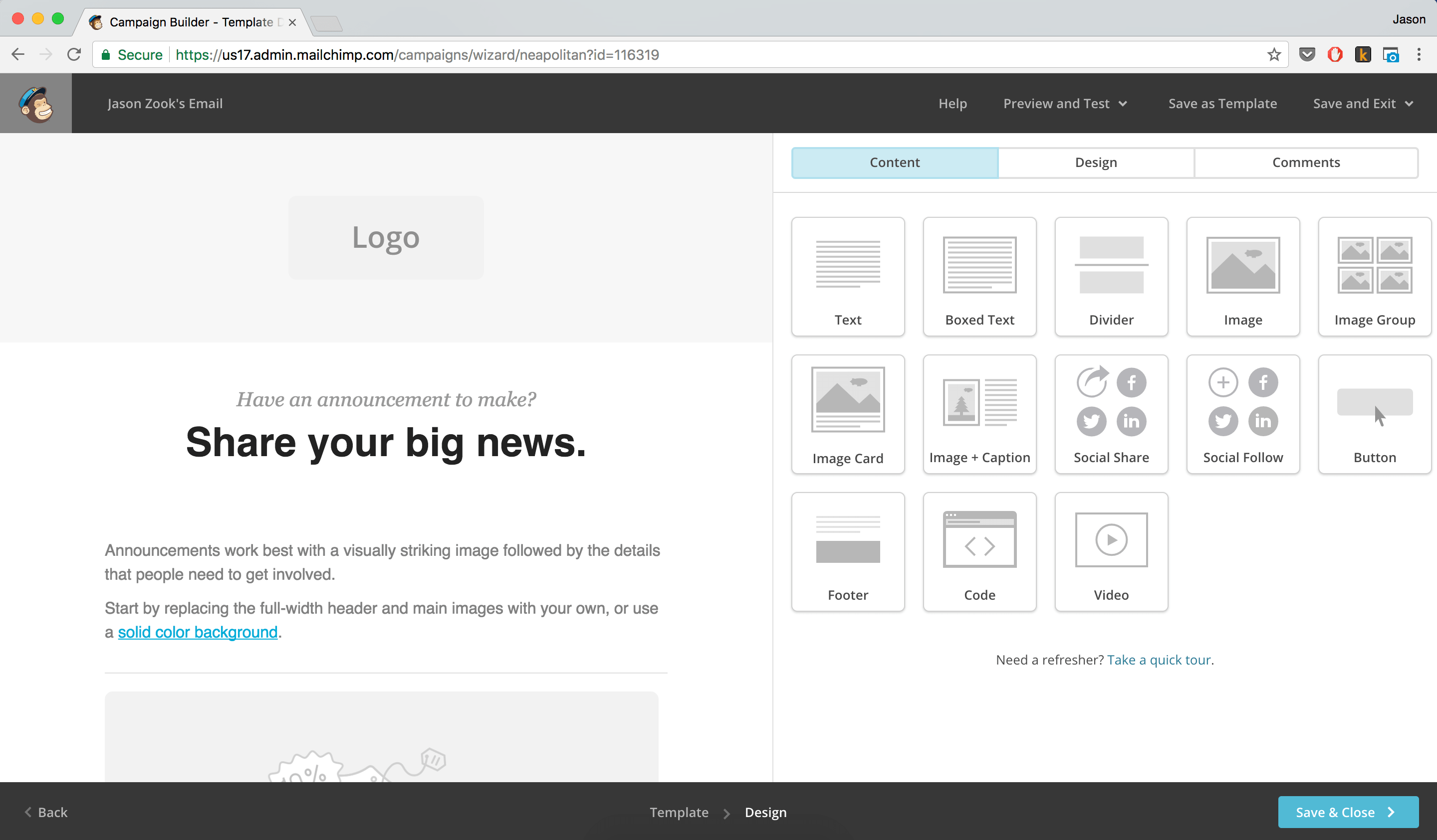 MailChimp Campaign Builder