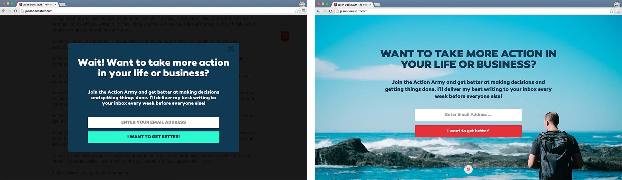 Popup vs Welcome Mat