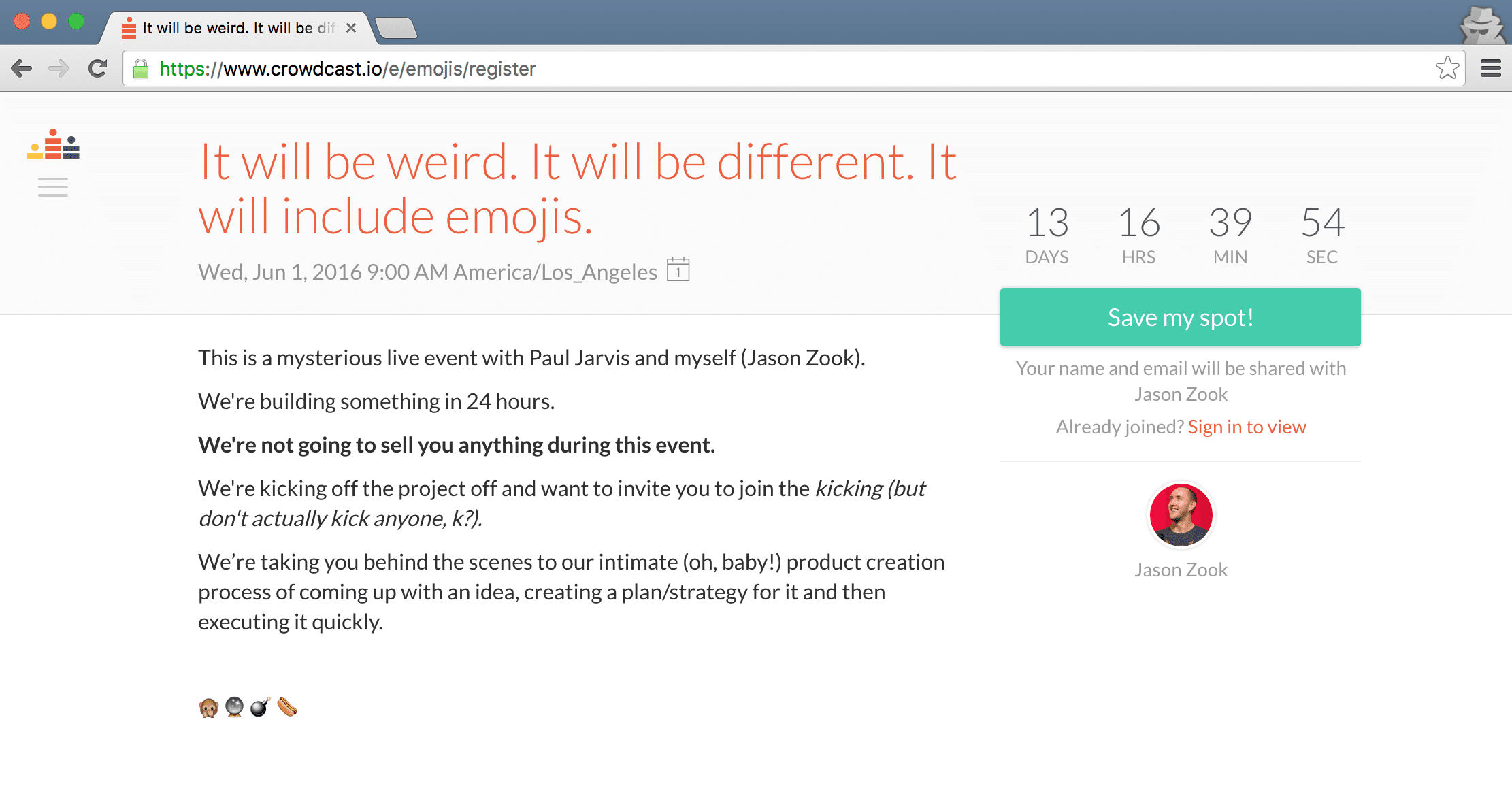 Setting up Crowdcast for Emojibombs