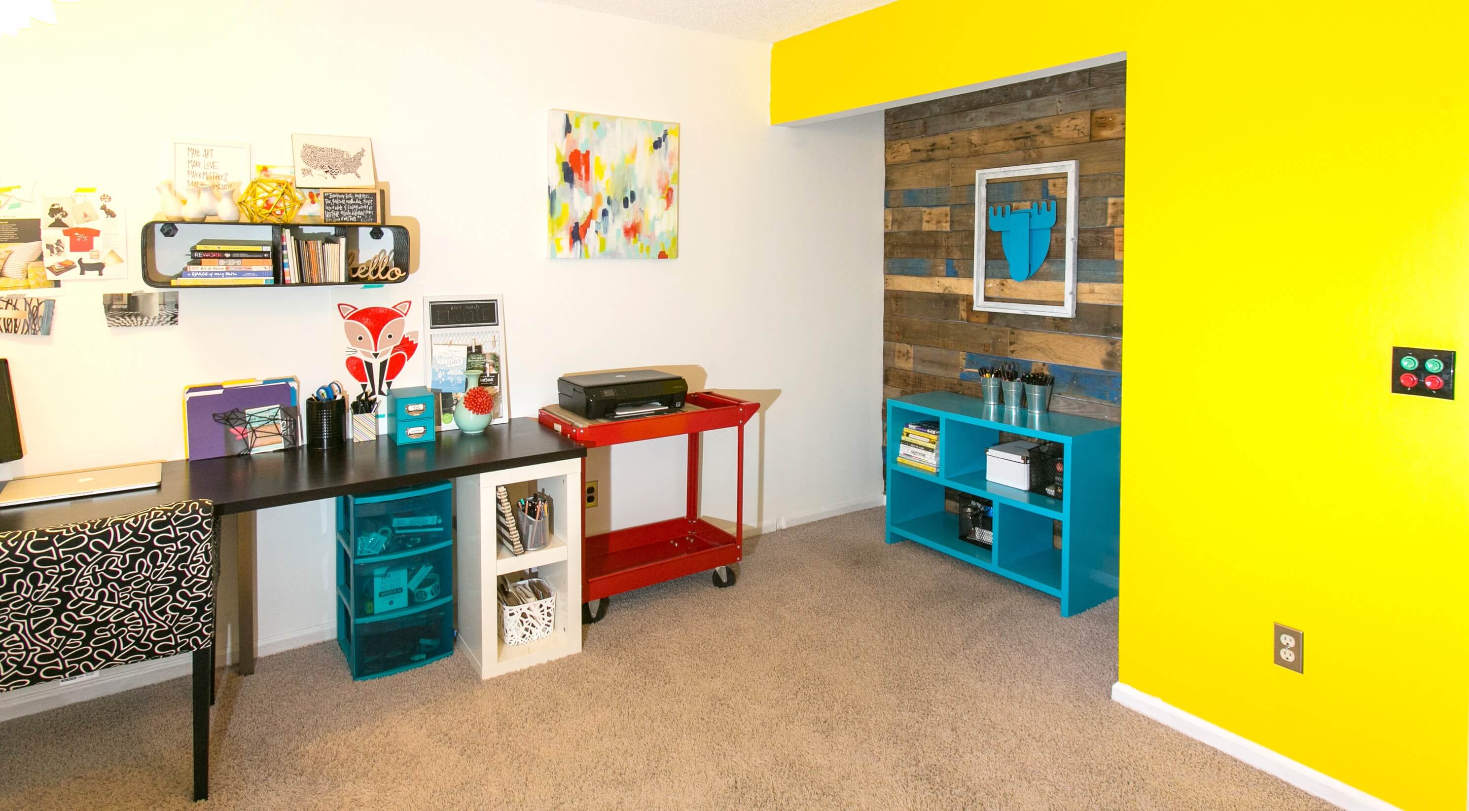Simple modern office with accent wall
