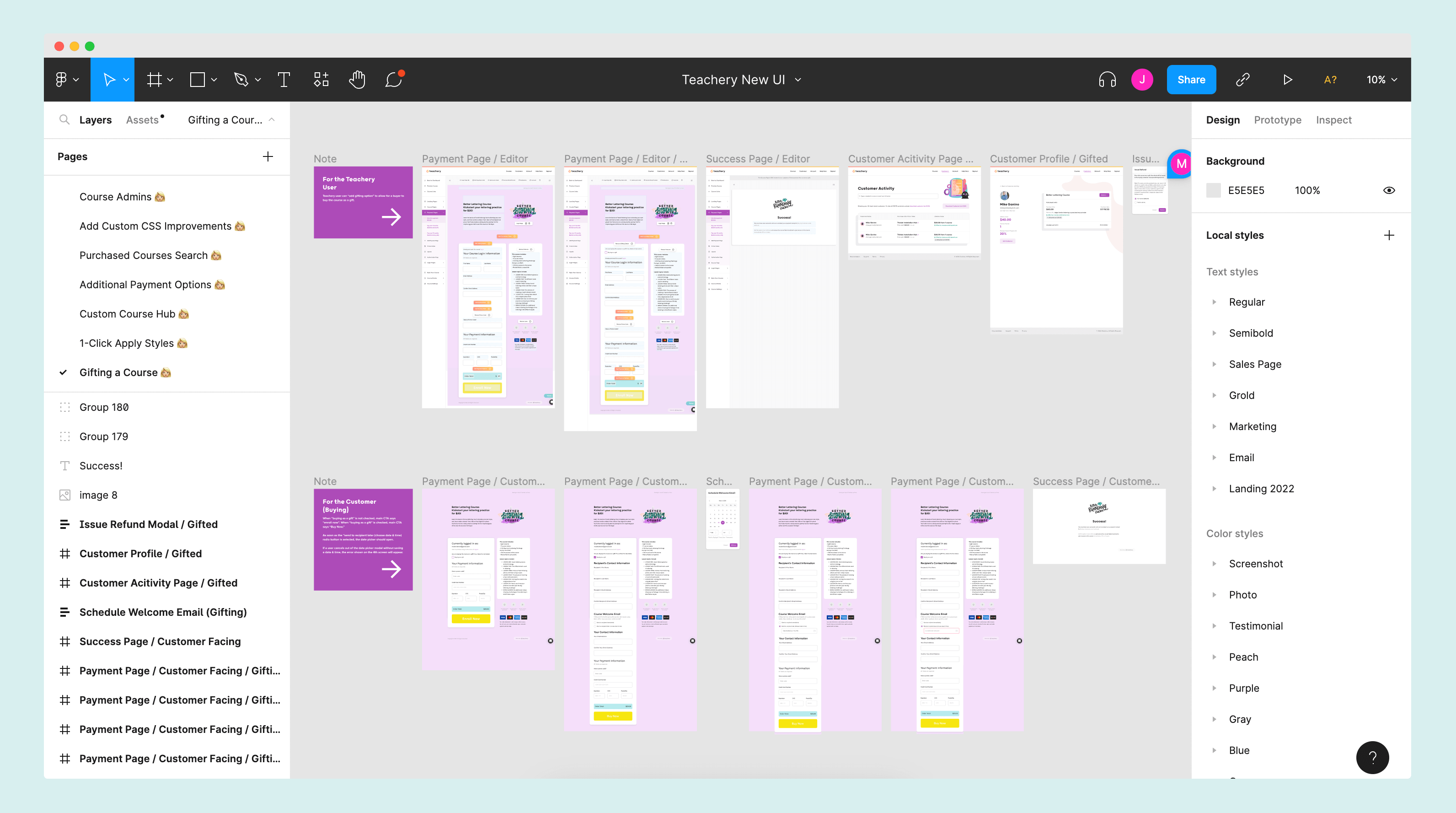 Figma design file for Teachery
