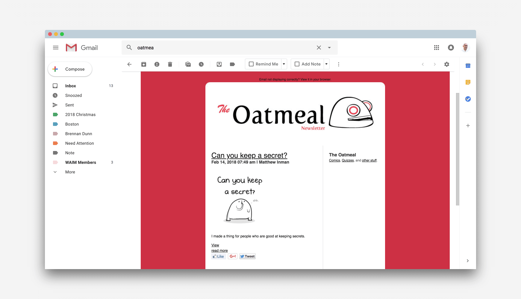 The Oatmeal Email Newsletter