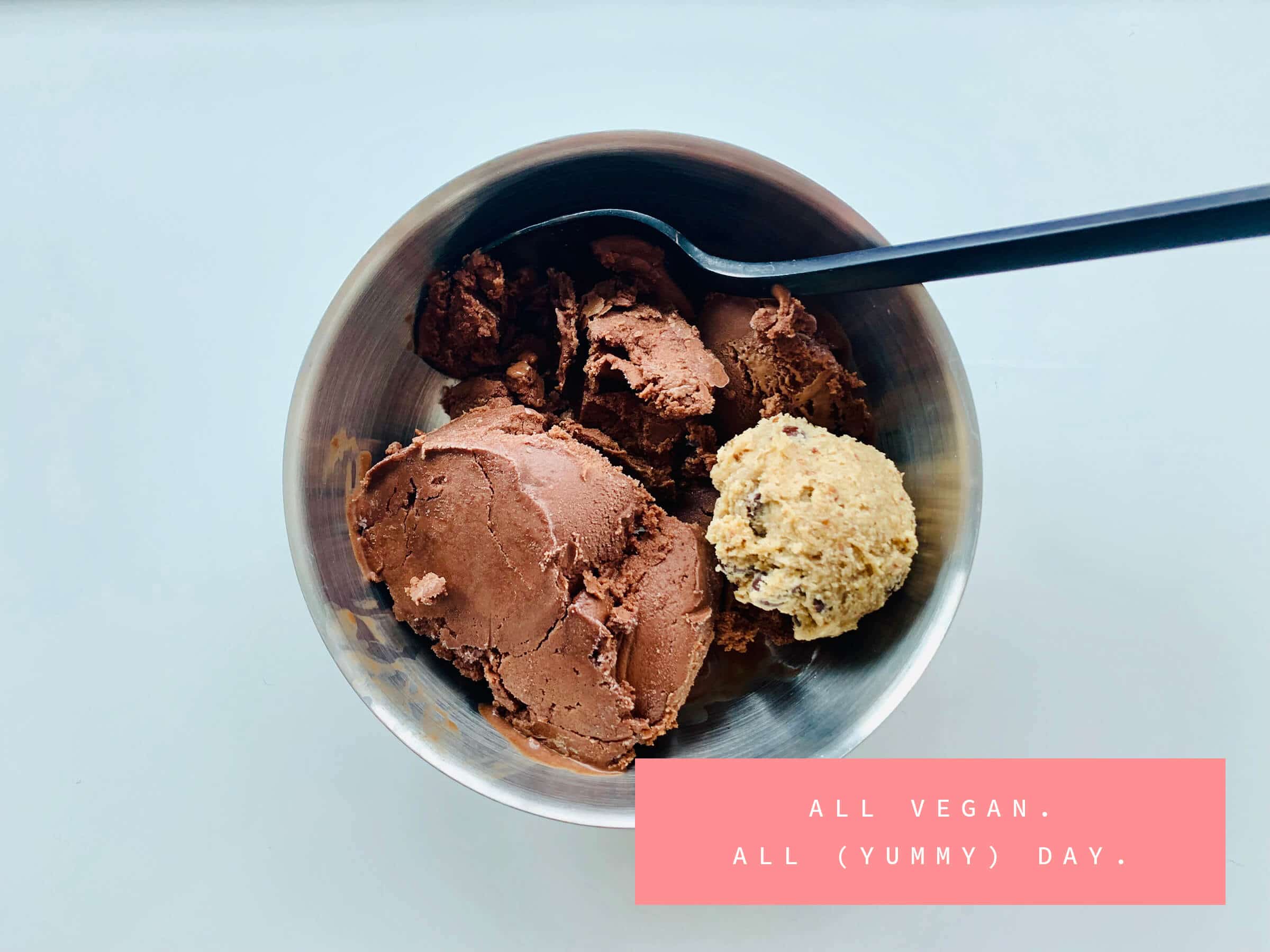 Vegan chocolate ice cream and cookie dough