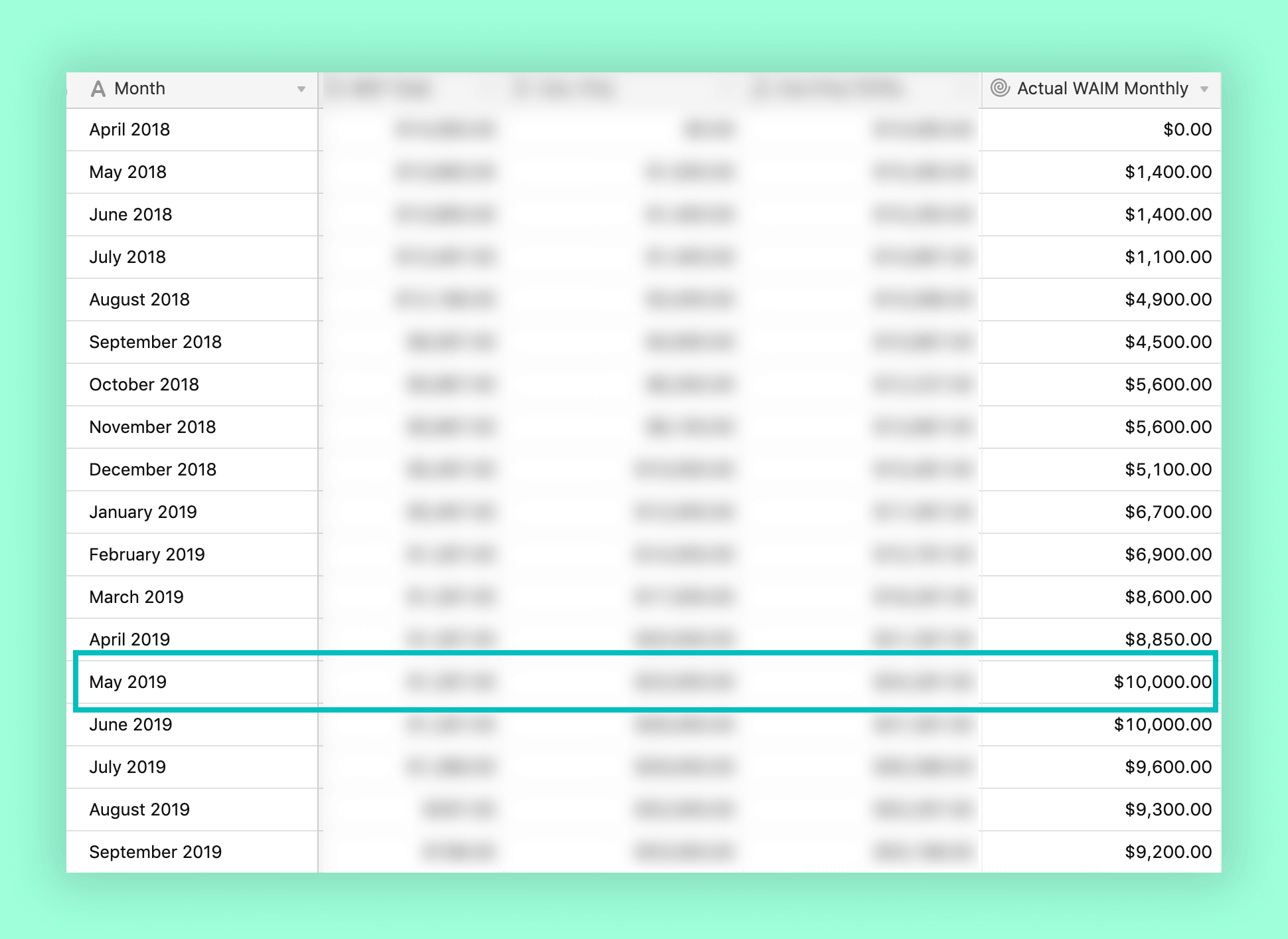 WAIM Monthly Revenue