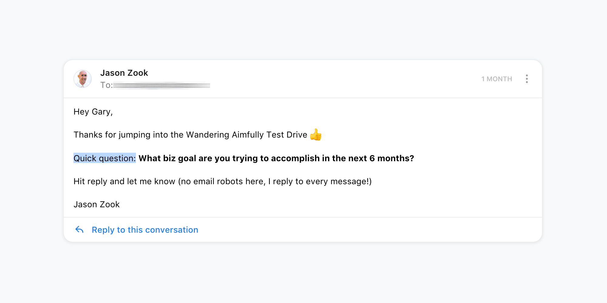 WAIM Test Drive Email