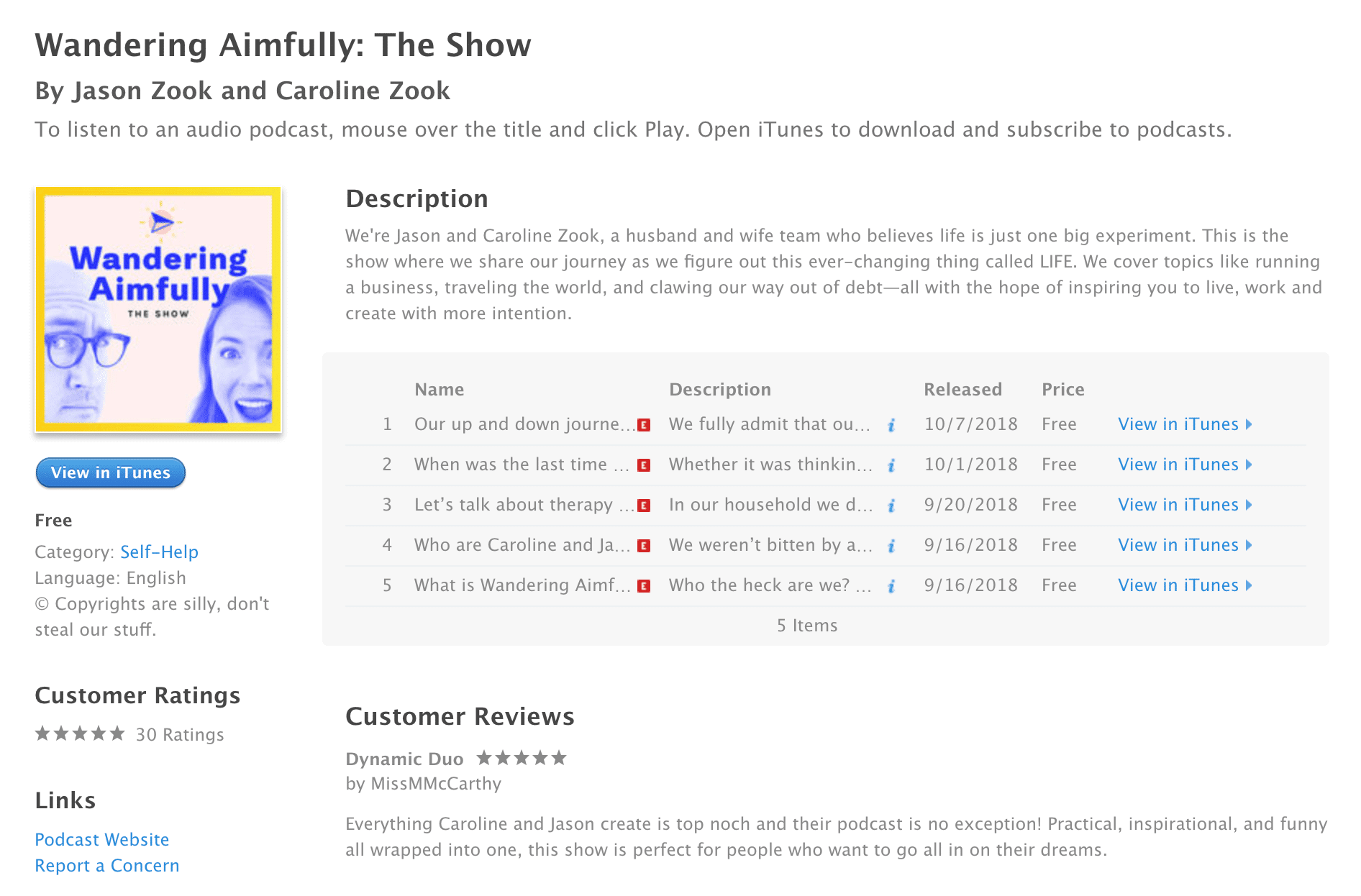Wandering Aimfully: The Show on iTunes